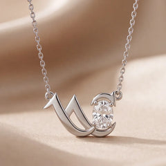 1.00 CT Oval Diamond Initial Chain Pendant