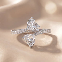 2.09 CT Heart Diamond Bypass Two Stone Ring