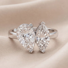 3.20 CT Pear & Marquise Diamond Toi et Moi Ring
