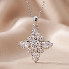 2.13 CT Round & Pear Diamond Star Chain Necklace