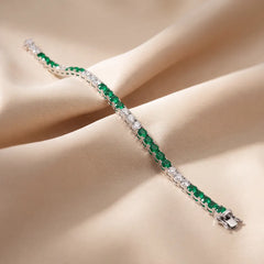 8.80 CT Round Diamond & Emerald Tennis Bracelet