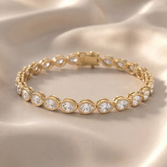 7.50 CT Pear Diamond Bezel Tennis Bracelet