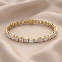 4.50 CT Emerald Cut Diamond Bezel Tennis Bracelet