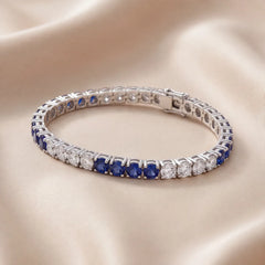 5.94 CT Round Diamond & Sapphire Tennis Bracelet
