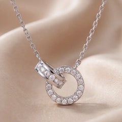 0.48 CT Round & Princess Diamond Interlocking Circle Chain Necklace