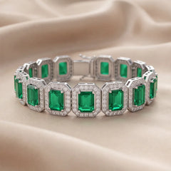 23.22 CT Emerald & Round Diamond Bracelet
