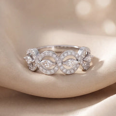 0.69 CT Round & Marquise Diamond Infinity Halo Ring