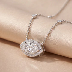 2.52 CT Marquise Diamond Halo Station Necklace