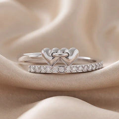 0.16 CT Round Diamond Double Heart Bypass Ring