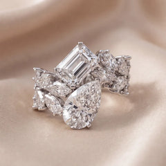 9.16 CT Multi Shape Diamond Cluster Cocktail Ring