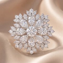 3.58 CT Multi Shape Diamond Floral Cocktail Ring