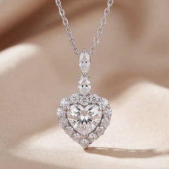 2.95 CT Heart Halo Multi Shape Diamond Chain Necklace