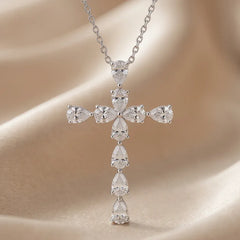 2.00 CT Pear Diamond Cross Pendant