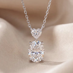 1.20 CT Oval & Heart Diamond Drop Chain Necklace