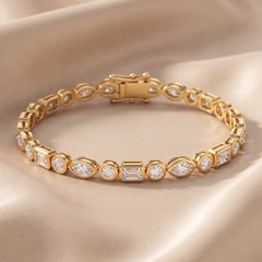 3.77 CT Multi Shape Diamond Bezel Tennis Bracelet