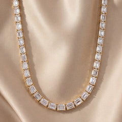 19.60 CT Emerald Cut Diamond Tennis Necklace