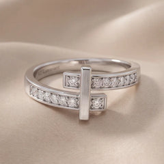 0.19 CT Round Diamond Bypass Bar Ring