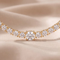 11.66 CT Round Cut Diamond Train Stop Tennis Necklace