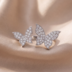 0.45 CT Round Diamond Triple Butterfly Ring