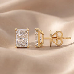 1 CT Radiant Diamond Stud Earrings