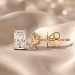 2 CT Radiant Diamond Stud Earrings