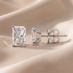 2 CT Radiant Diamond Stud Earrings