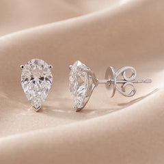 2 CT Pear Diamond Stud Earrings