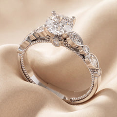 1.38 CT Round Diamond Vintage Milgrain Ring