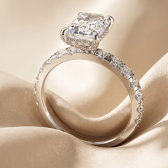 2.89 CT Emerald-cut Diamond Pavé Ring