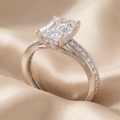 2.35 CT Emerald-cut Diamond Channel Pavé Ring