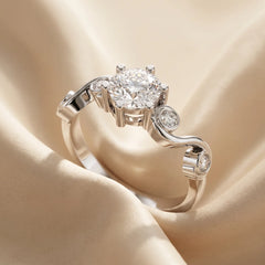 1.18 CT Round Diamond Accent Ring