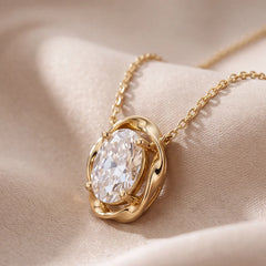 1 CT Oval Diamond Twisted Frame Solitaire Pendant