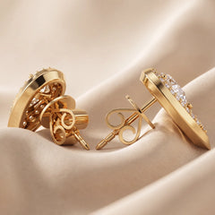 1.05 CT Pear Diamond Teardrop Halo Stud Earrings