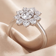 2.13 CT Oval Diamond Floral Halo Ring