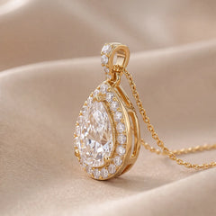 2.46 CT Pear Diamond Halo Pendant