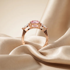 4.01 CT Pear Pink Diamond Three Stone Ring