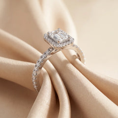 1.40 CT Emerald-cut Diamond Halo Ring