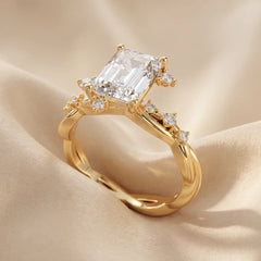 2.16 CT Emerald-cut Diamond Accent Ring
