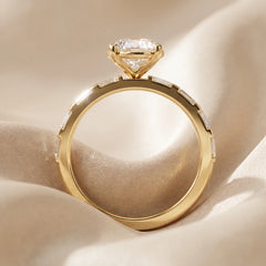 2.90 CT Oval Diamond Emerald Side Stone Ring