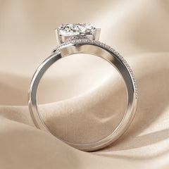 2.25 CT Heart Diamond Pavé Wave Bypass Ring