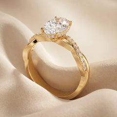 1.19 CT Oval Solitaire Diamond Accent Ring