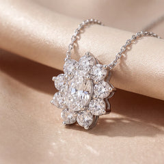 2.13 CT Oval Diamond Round Halo Pendant
