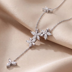 1.94 CT Marquise Diamond Floral Y-Drop Necklace