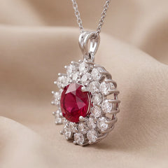 4.42 CT Ruby & Diamond Halo Pendant
