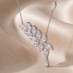 3 CT Marquise & Pear Diamond Leaf Pendant