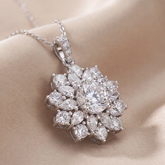 4.36 CT Pear & Round Diamond Halo Pendant