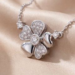 0.20 CT Round Diamond Heart Petal Flower Pendant