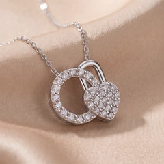 0.68 CT Diamond Heart Lock Circle Pendant