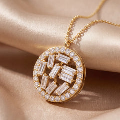2.91 CT Baguette & Round Diamond Circle Pendant