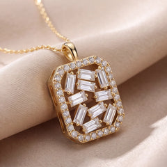 2.99 CT Baguette & Round Diamond Octagon Pendant